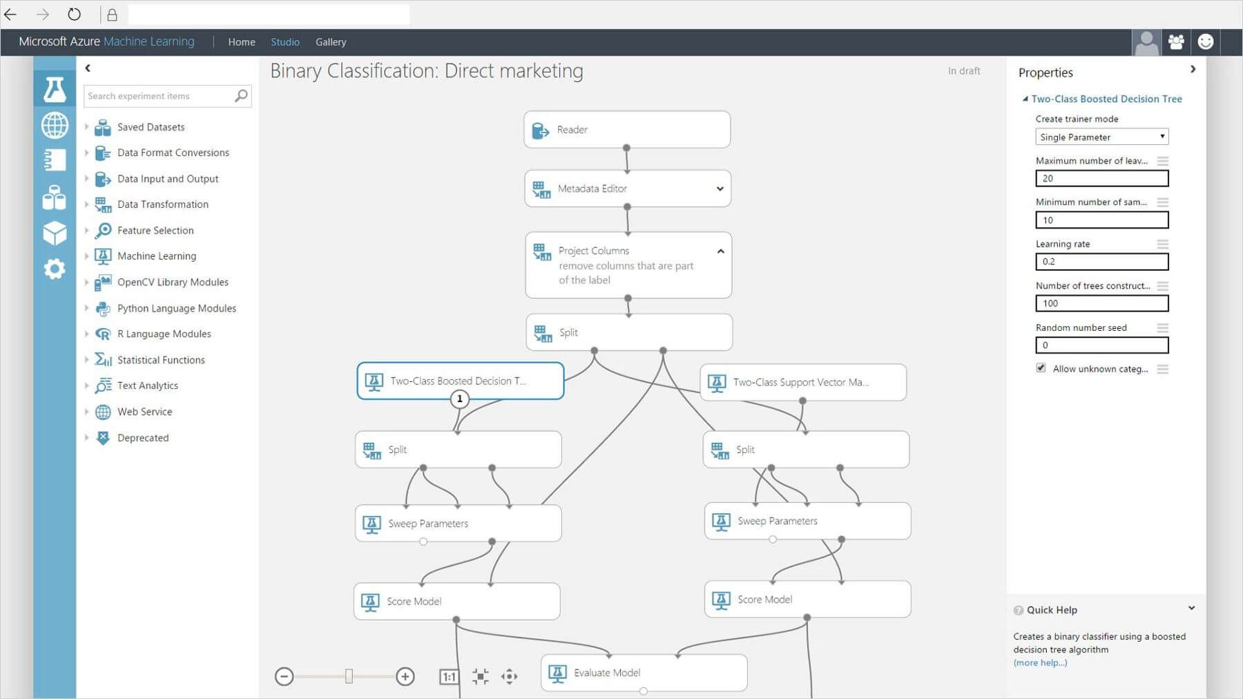 Azure Machine Learning Studio 