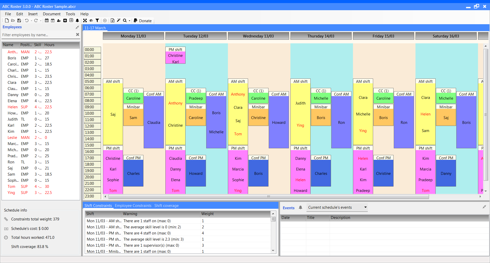 ABC Roster - Best free scheduling constraints management