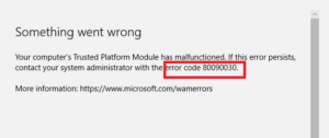 Error Code 80090030