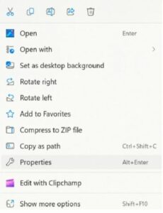 Right-click and select the Properties option