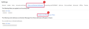 Once that’s done, click the Filters and blocked addresses tab